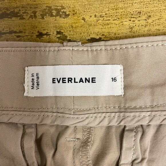 Everlane Easy Wide Leg Trench Pants Tan Sz 16 Belted Minimalist Organic Cotton - Picture 8 of 8